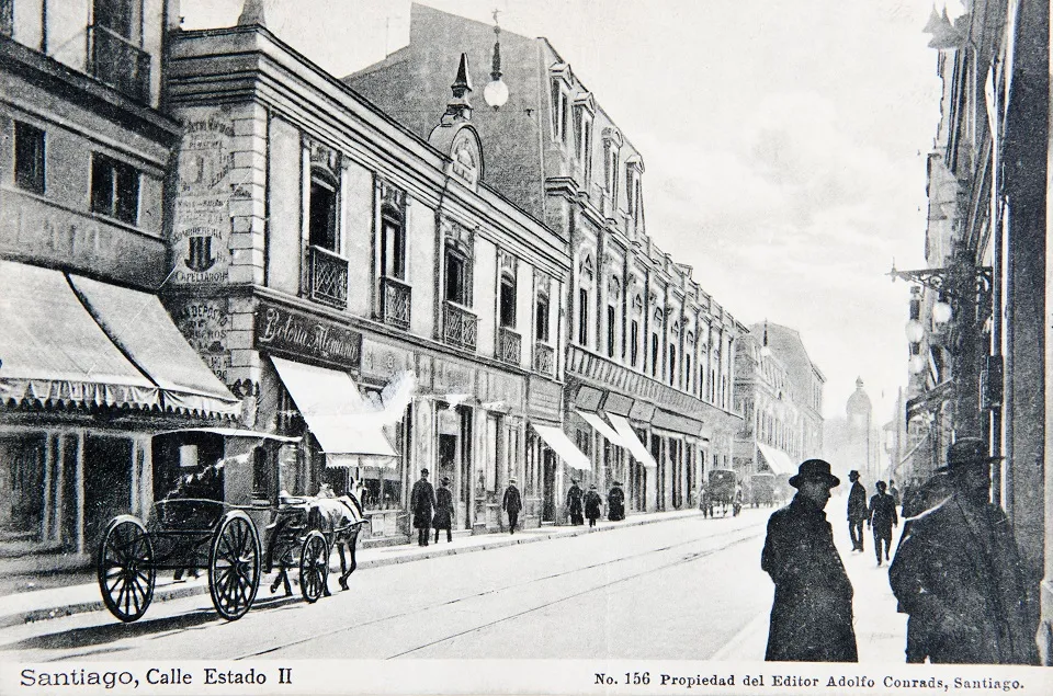 Calle Estado de Santiago, ca. 1890 — Calle Estado — 1890 | Chile de Ayer