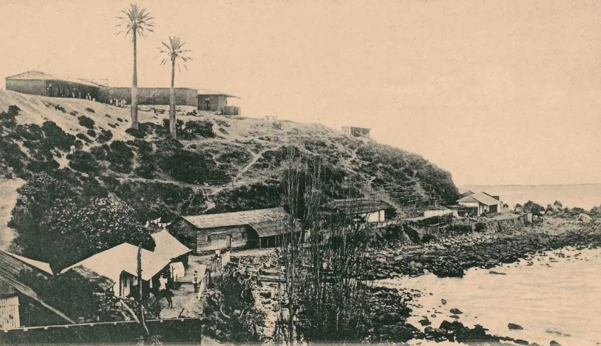 Hotel y casas de pescadores de Concón en 1913 — 1913 | Chile de Ayer