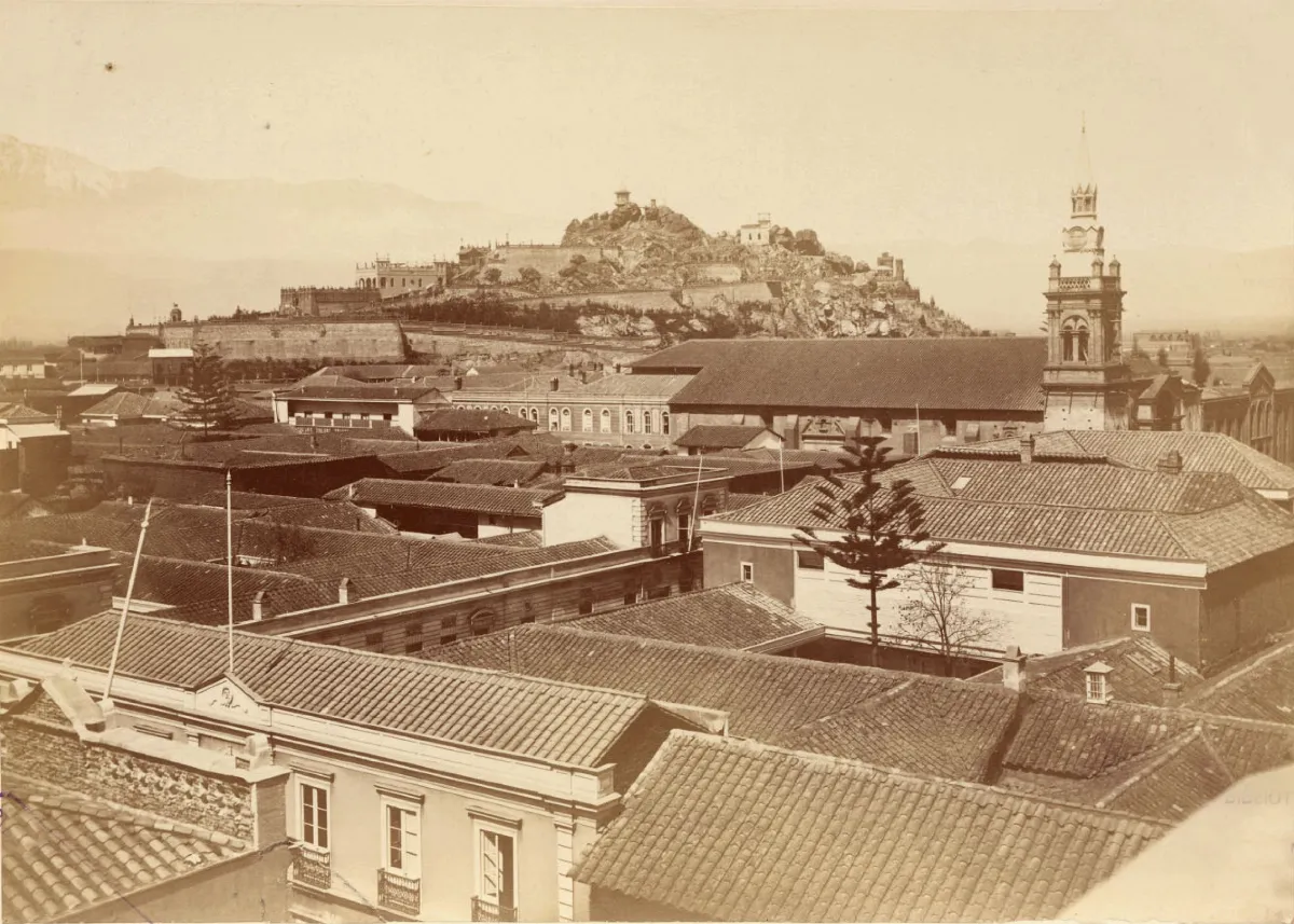 Vista General, Cerro Santa Lucía, 1874 — Cerro Santa Lucía — 1874 | Chile de Ayer