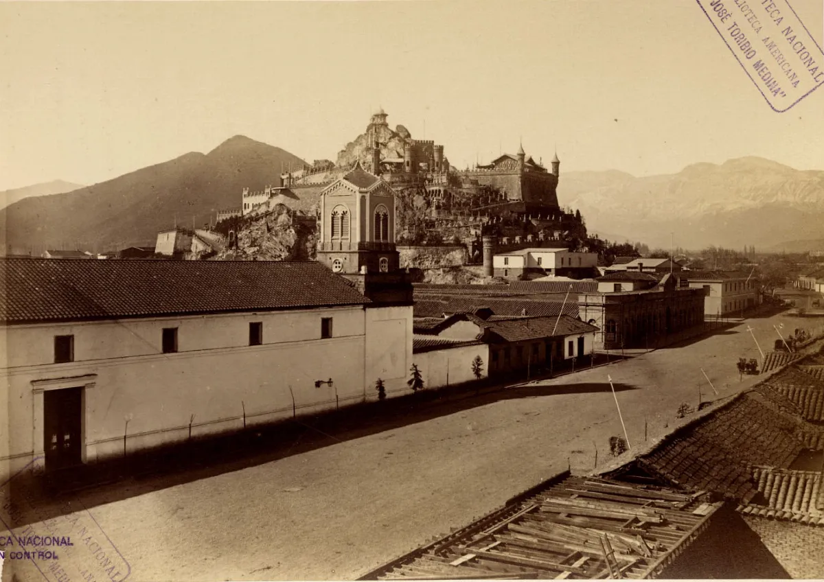 Vista General, Cerro Santa Lucía, 1874 — Cerro Santa Lucía — 1874 | Chile de Ayer