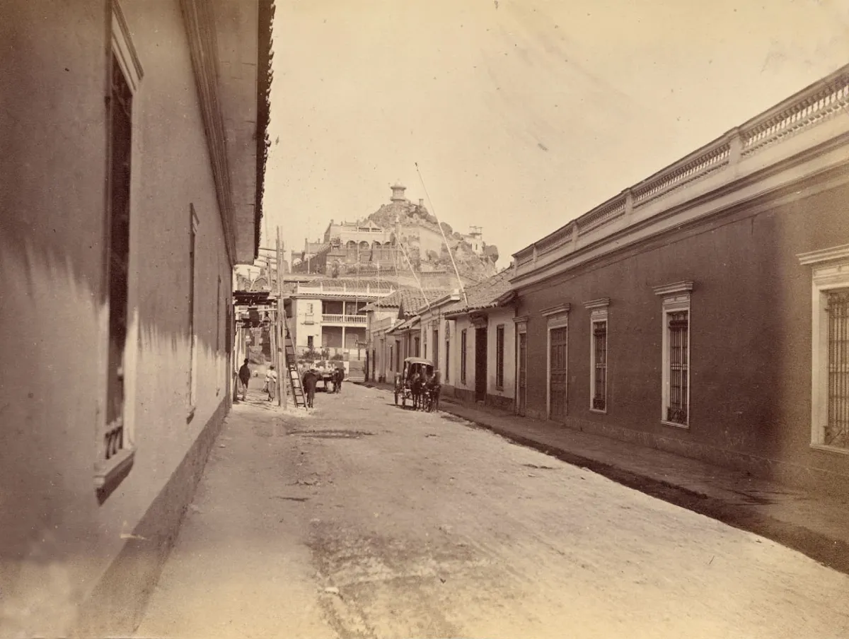 Cerro Santa Lucía desde el Norte, 1874 — 1874 | Chile de Ayer