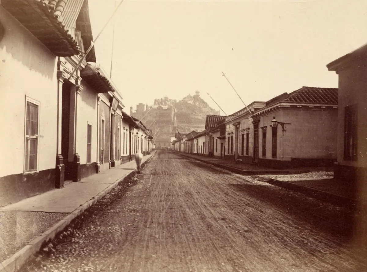 Cerro Santa Lucía desde el Sur, 1874 — 1874 | Chile de Ayer
