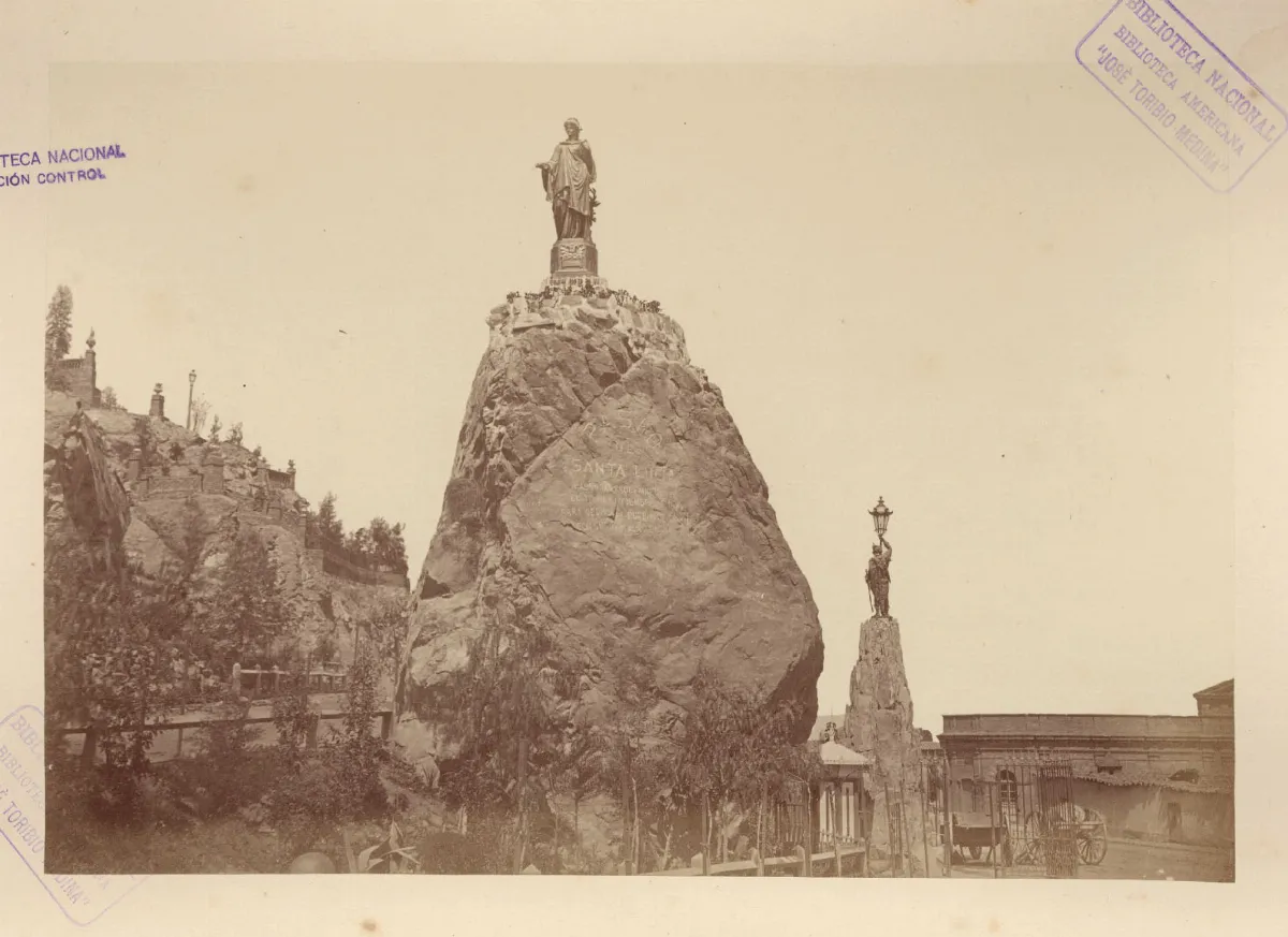 Estatua de Caracas, Cerro Santa Lucía, 1874 — 1874 | Chile de Ayer