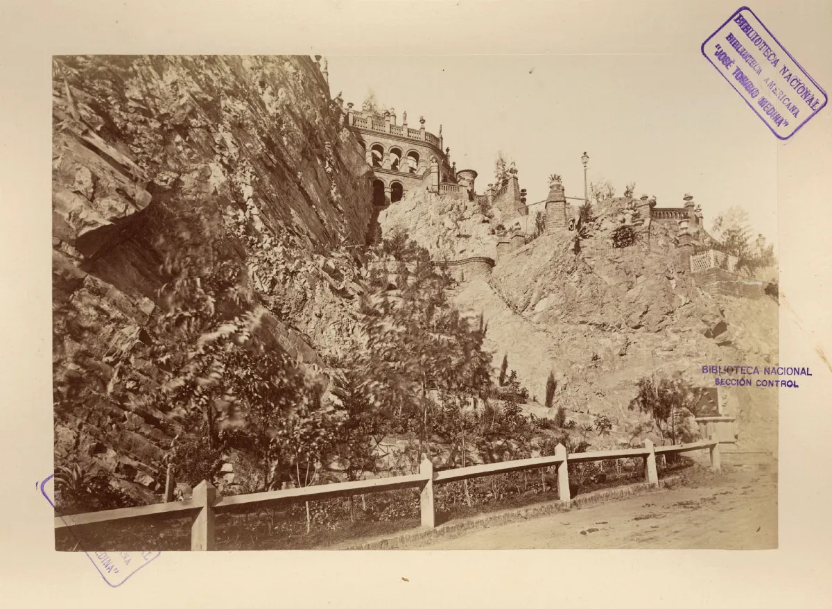 Quebrada del Pinal, Cerro Santa Lucía, 1874 — 1874 | Chile de Ayer
