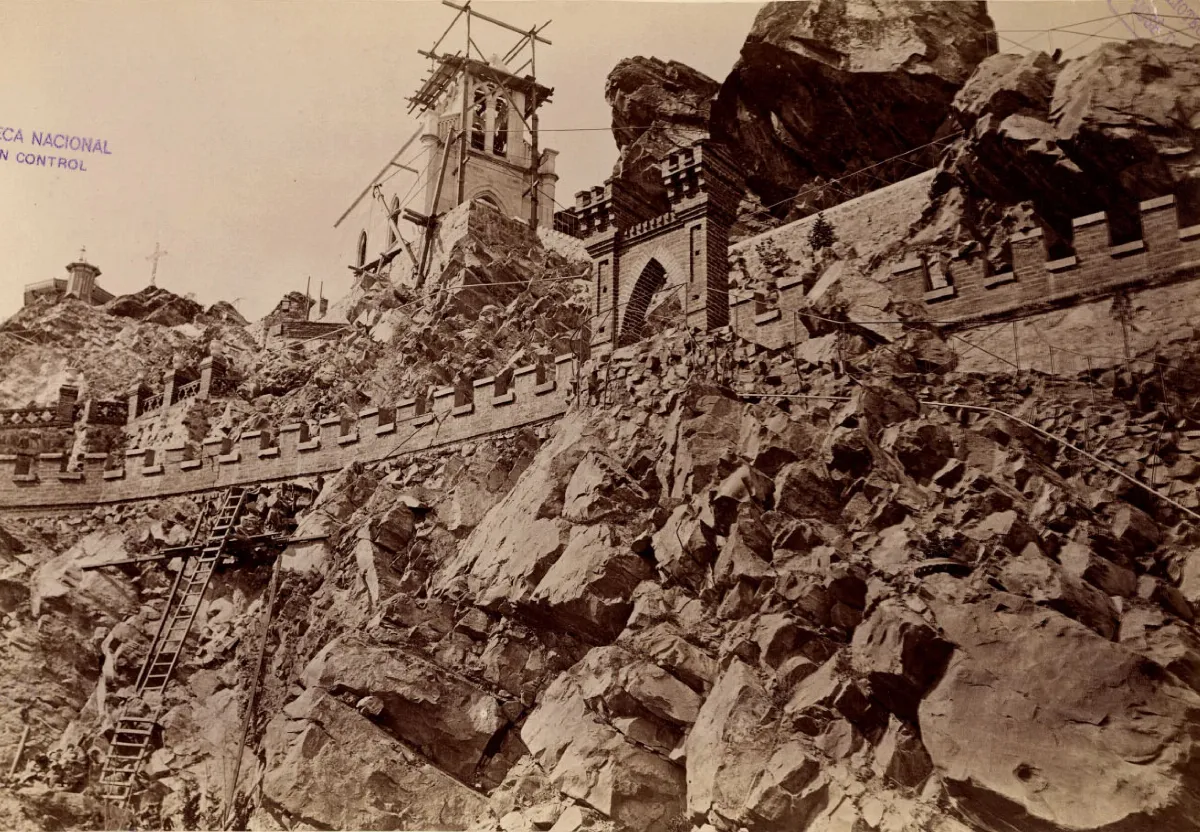 Rocas de la Ermita, Cerro Santa Lucía, 1874 — 1874 | Chile de Ayer