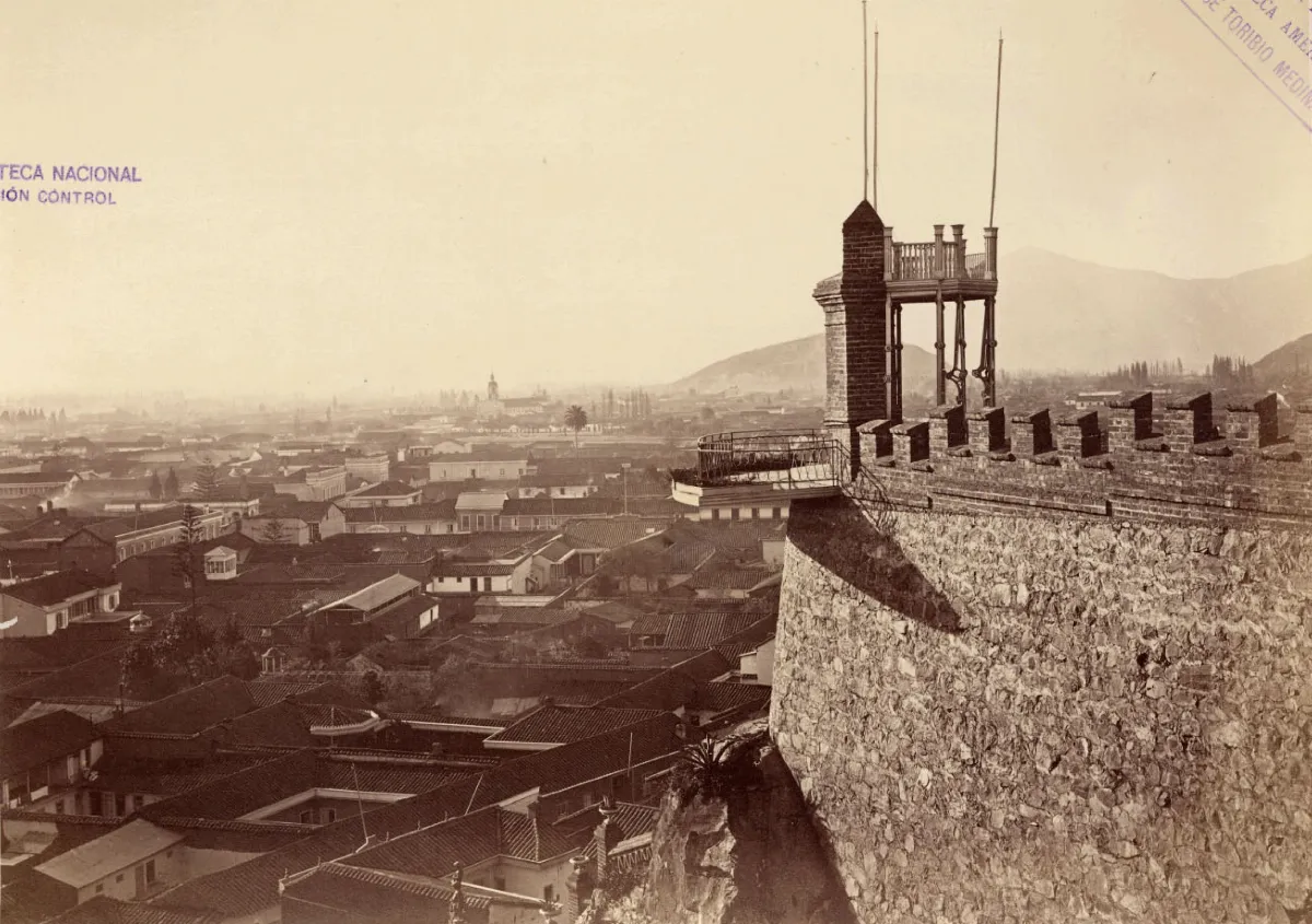 El Balcón Volado, Cerro Santa Lucía, 1874 — 1874 | Chile de Ayer