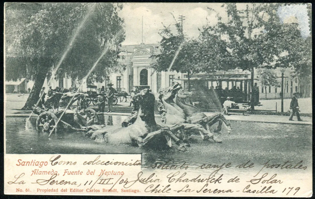Fuente del Neptuno en 1904 — 1904 | Chile de Ayer