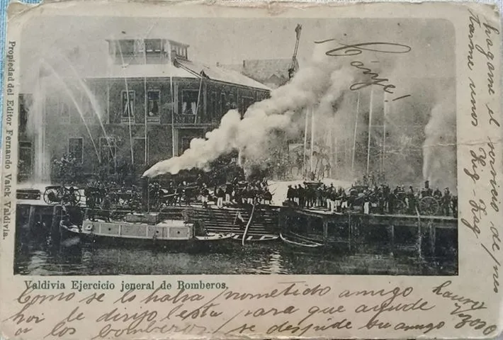 Valdivia ejercicios de Bomberos, 1908 — Valdivia — 1908 | Chile de Ayer