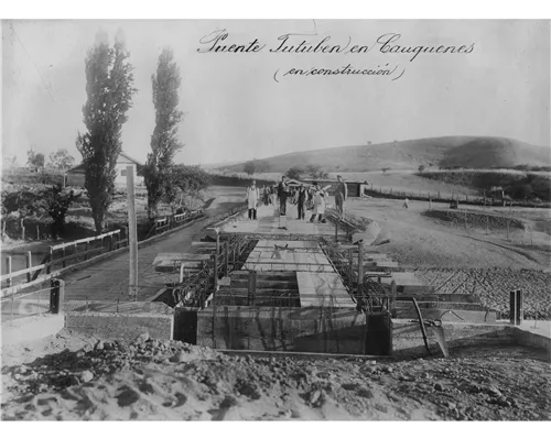 Puente Tutuvén en 1910 — Puente sobre el río Tutuvén — 1910 | Chile de Ayer