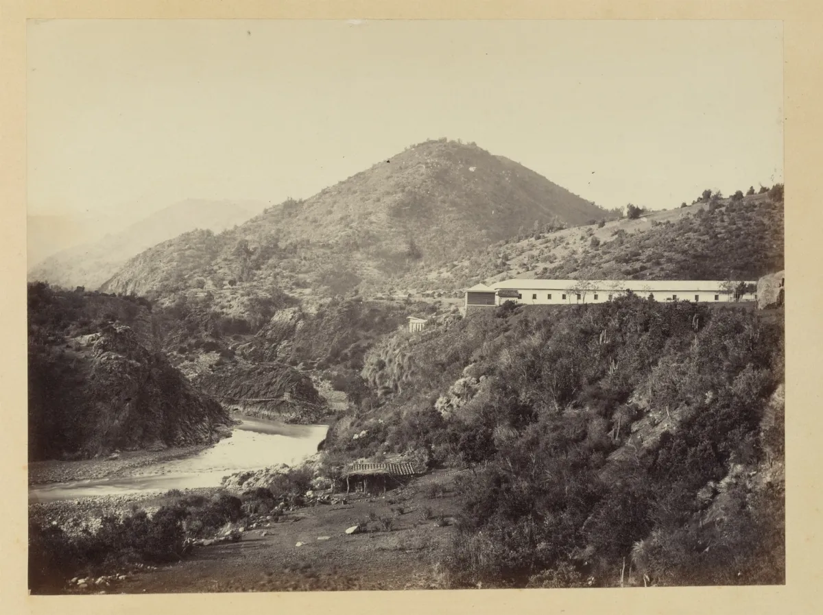 Termas de Cauquenes a la llegada, Río Cachapoal, 1868 — 1865 | Chile de Ayer