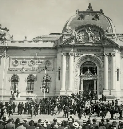 Inauguración Palacio Bellas Artes, Santiago año 1910 — Palacio de Bellas Artes — 1910 | Chile de Ayer