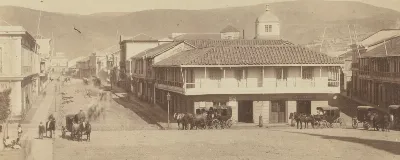 Centro de Valparaíso calle Victoria (Pedro Montt), 1860 — Plaza de la Victoria — 1860 | Chile de Ayer