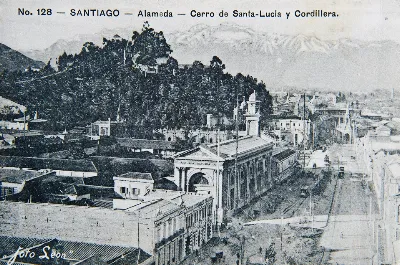 La Alameda y Santa Lucía ca. 1900 — Cerro Santa Lucía — 1900 | Chile de Ayer