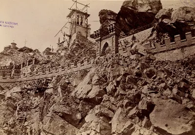 Rocas de la Ermita, Cerro Santa Lucía, 1874 — 1874 | Chile de Ayer