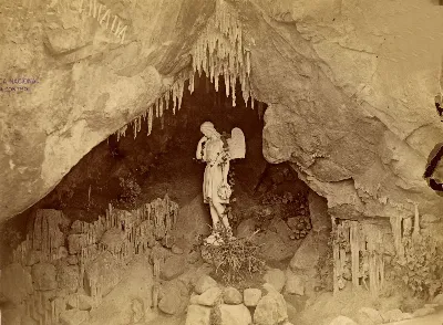 Gruta de la Cimarra, Cerro Santa Lucía, 1874 — 1874 | Chile de Ayer