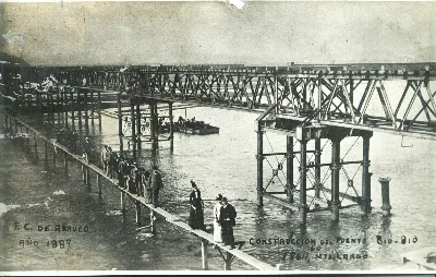Puente ferroviario Río Biobío, 1889 — Puente Ferroviario sobre el Biobío — 1889 | Chile de Ayer
