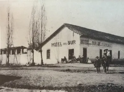Hotel del sur en la estación central de ferrocarriles, 1859 — 1859 | Chile de Ayer