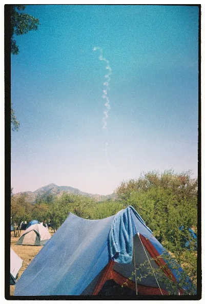 Bengala sobre carpa en Jamboree Scout Mundial, 1988 — Picarquín — 1988 | Chile de Ayer