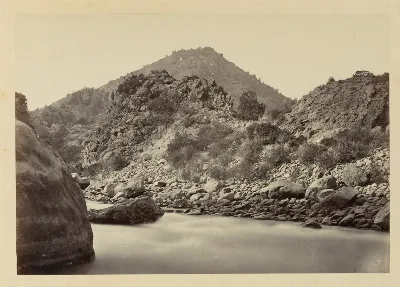 Río Cachapoal, cerca de las Termas de Cauquenes, ca. 1868 — 1865 | Chile de Ayer