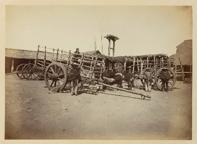 Carretas y hombres, Santiago, 1868 — 1865 | Chile de Ayer