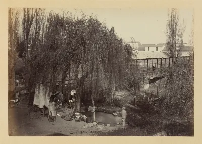 El puente de palos en Santiago, 1868 — 1865 | Chile de Ayer