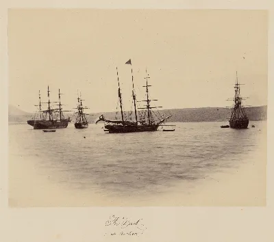 El "Dart" anclado en una bahía, costas chilenas, 1860 — 1860 | Chile de Ayer