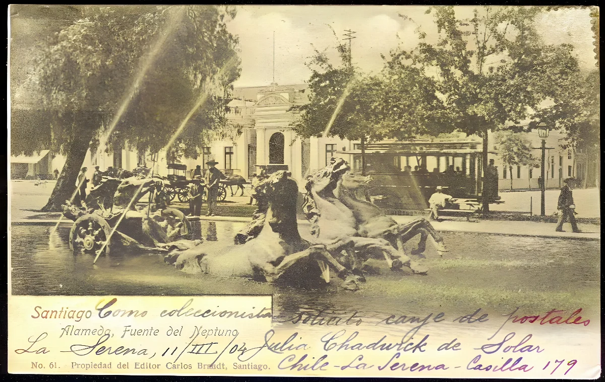 Fuente del Neptuno en 1904 — 1904 | Chile de Ayer