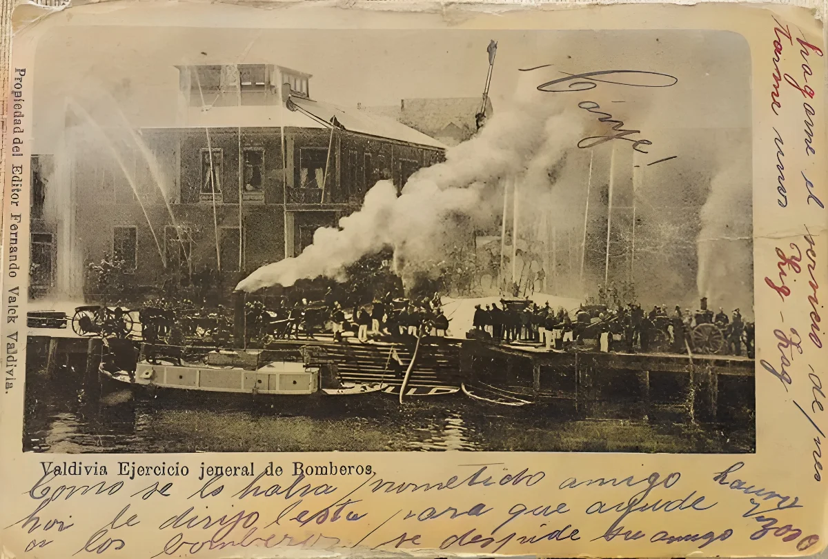 Valdivia ejercicios de Bomberos, 1908 — Valdivia — 1908 | Chile de Ayer