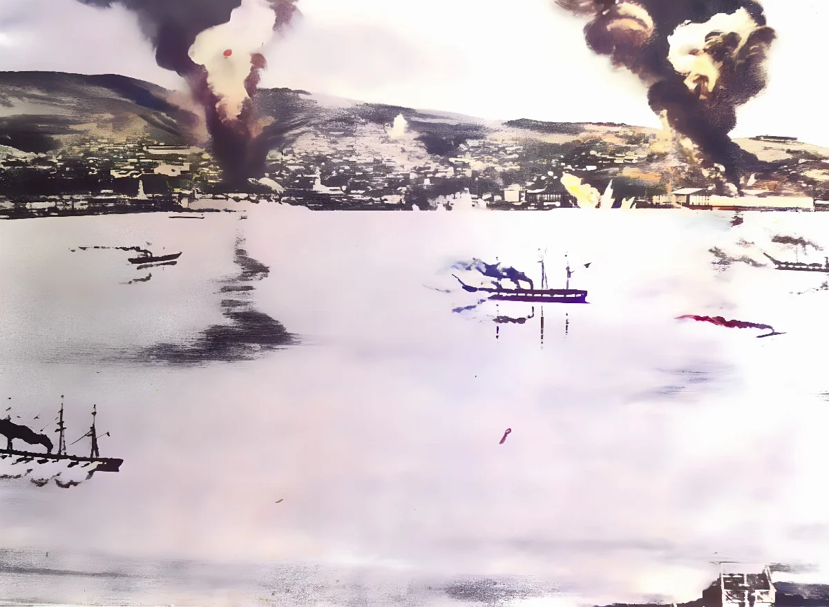Bombardeo de la armada española a Valparaíso 31 de marzo 1866 — 1866 | Chile de Ayer