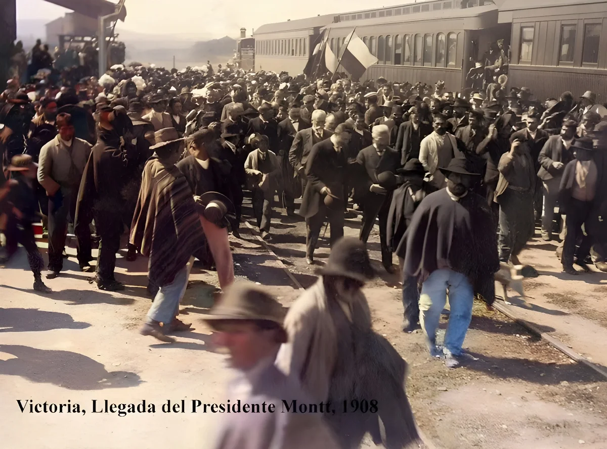 Llegada del Presidente Montt, 1908 — Victoria — 1908 | Chile de Ayer