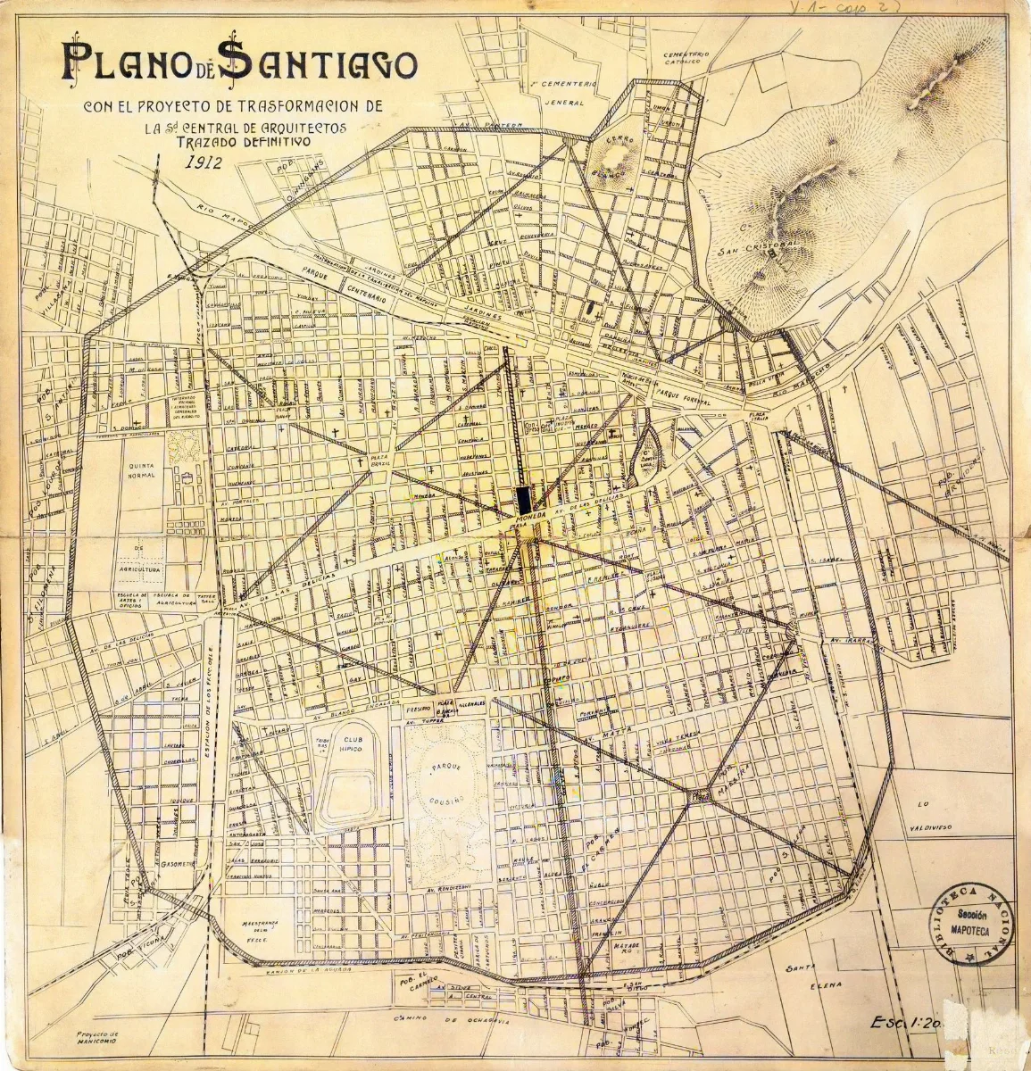 Plano de Santiago de Chile 1912 (2) — Santiago — 1912 | Chile de Ayer