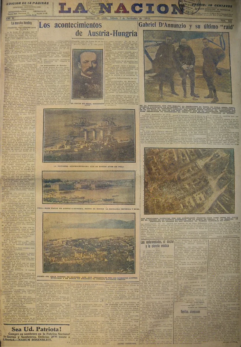 La Nación - 2 de noviembre de 1918, año 2 — 1918 | Chile de Ayer
