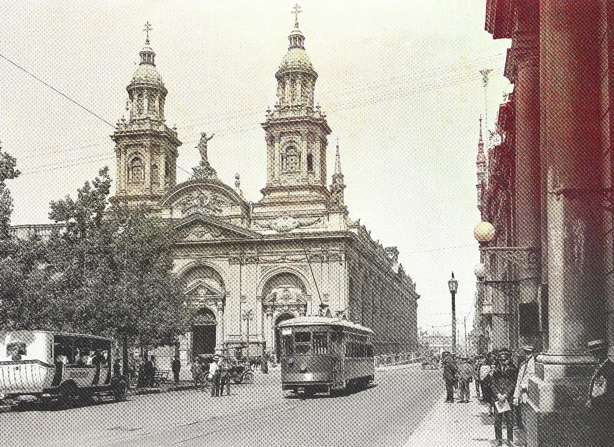 Catedral de Santiago en la década de 1920. — 1920 | Chile de Ayer
