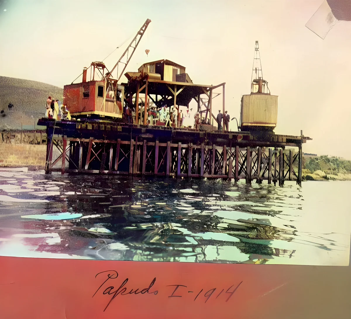 Construcción del muelle de Papudo, 1914 — 1914 | Chile de Ayer