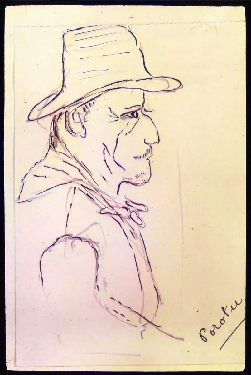 Sketch of Porotu, Oc,G.T.1541, Mana Expedition to Easter Island, British Museum — Isla de Pascua — 1914 | Chile de Ayer