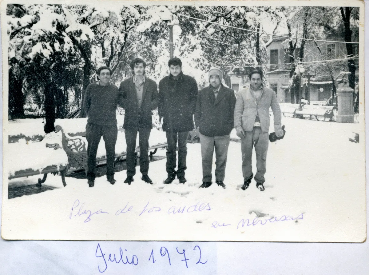 Plaza de los Andes en nevadas — Los Andes — 1972 | Chile de Ayer