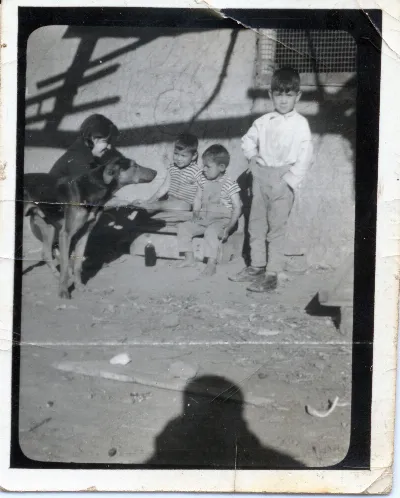 Niños con animales en patio de Calle Larga — Calle Larga — 1968 | Chile de Ayer