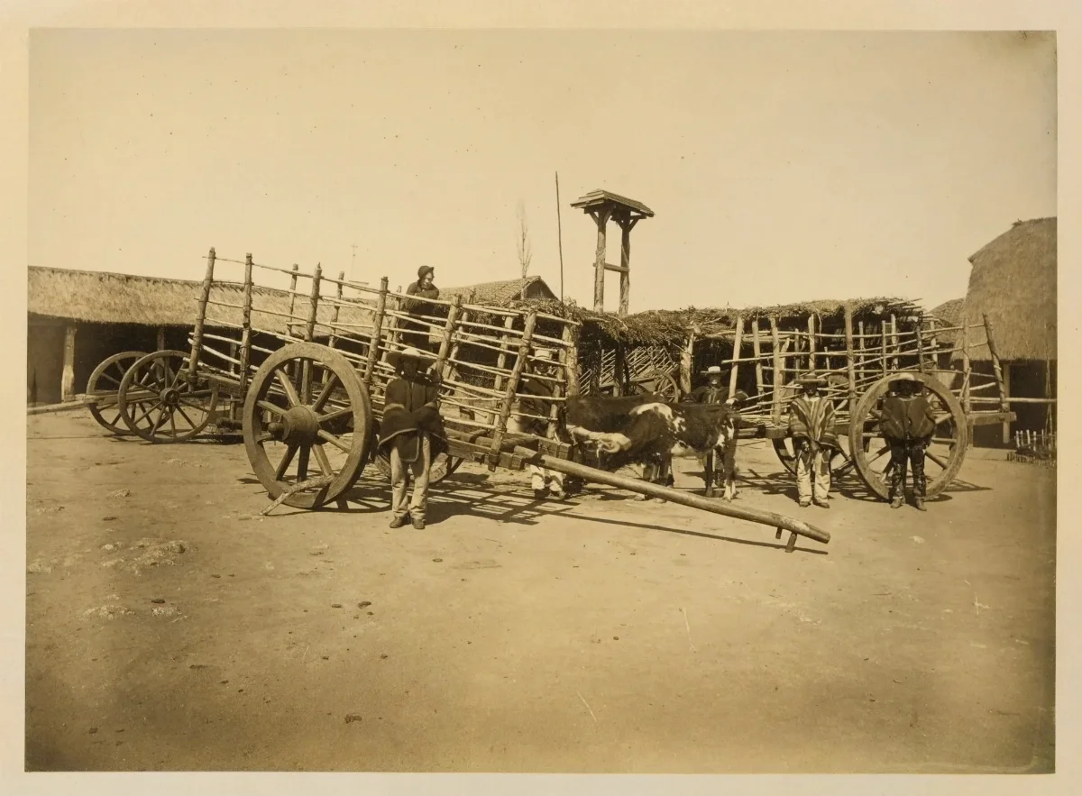Carretas y hombres, Santiago, 1868 — 1865 | Chile de Ayer