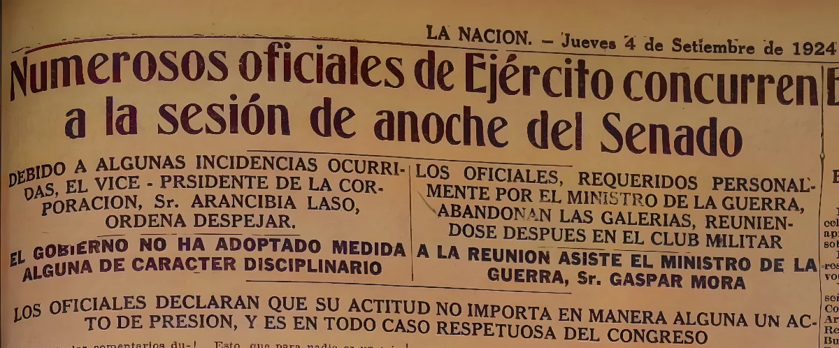 La Nación (Chile) 19240904 - Ruido de sables — 1924 | Chile de Ayer
