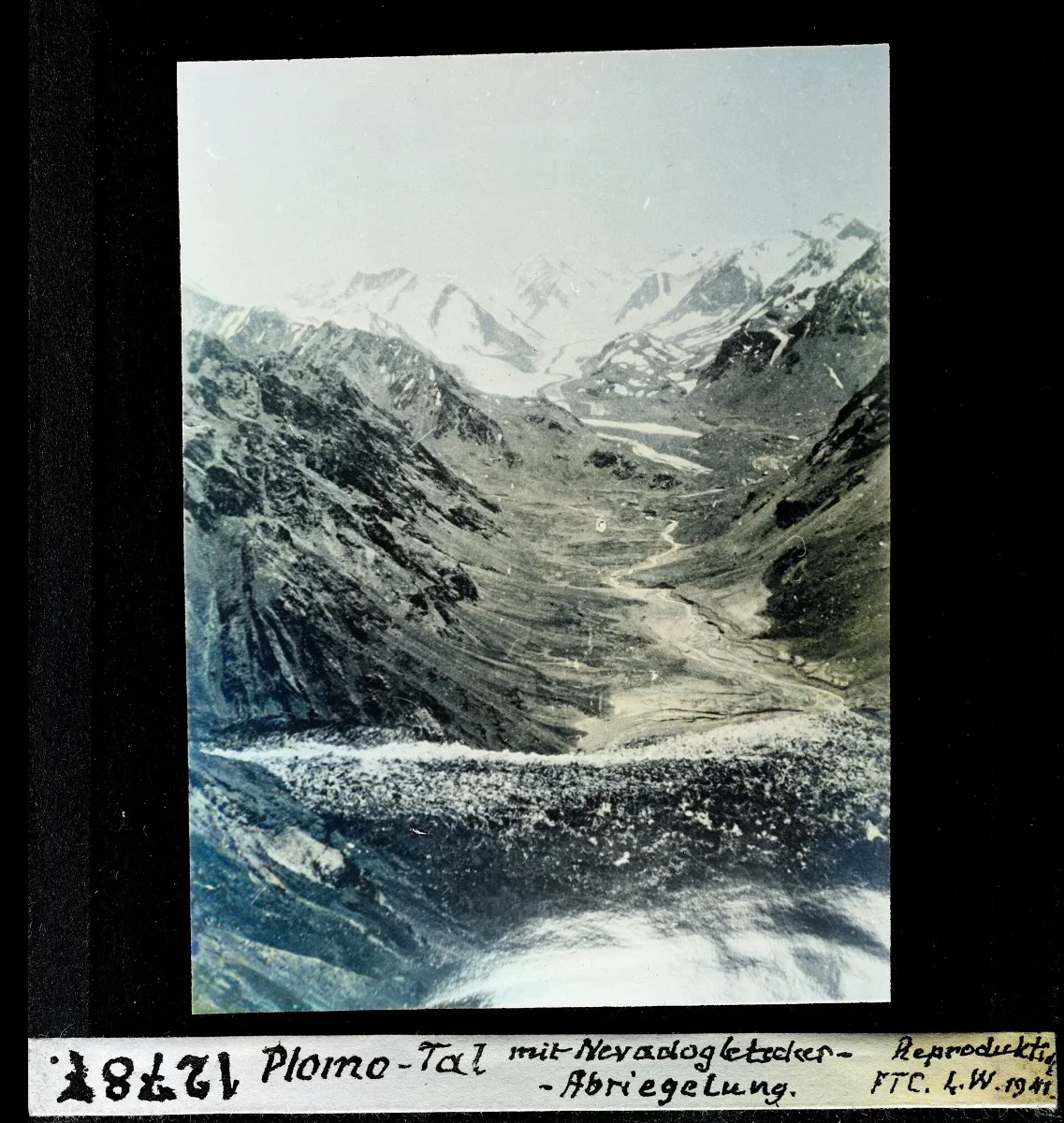 Plomo-Tal mit Nevadogletscher, Abriegelung — 1941 | Chile de Ayer