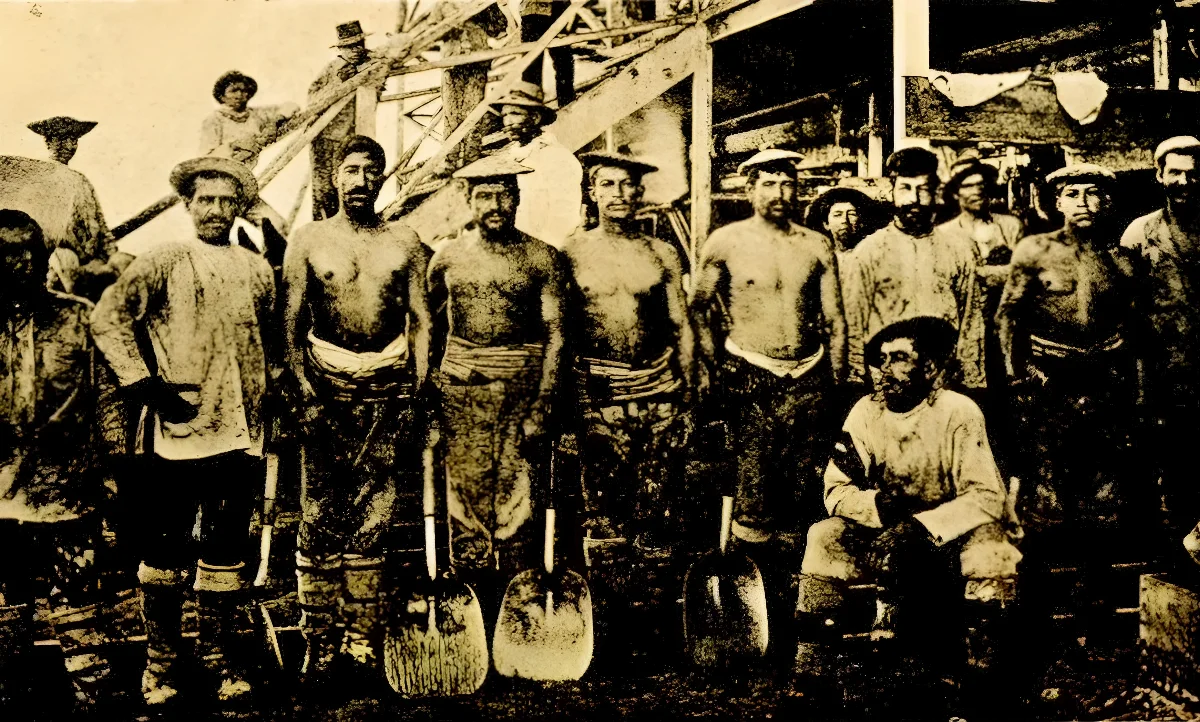 Grupo de trabajadores salitreros 1903 — 1903 | Chile de Ayer