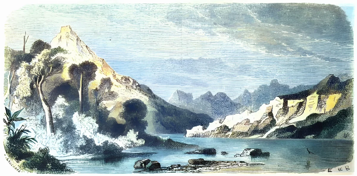 Puerto Galante, al fondo de la Bahía San Nicolás — aprox. 1861 | Chile de Ayer