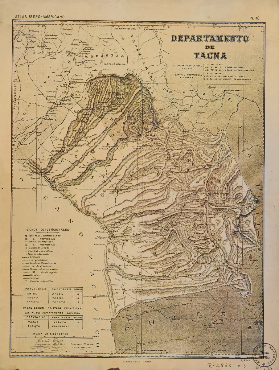 Departamento de Tacna, Chile Alberto Martín, editor — Arica — 1900 | Chile de Ayer