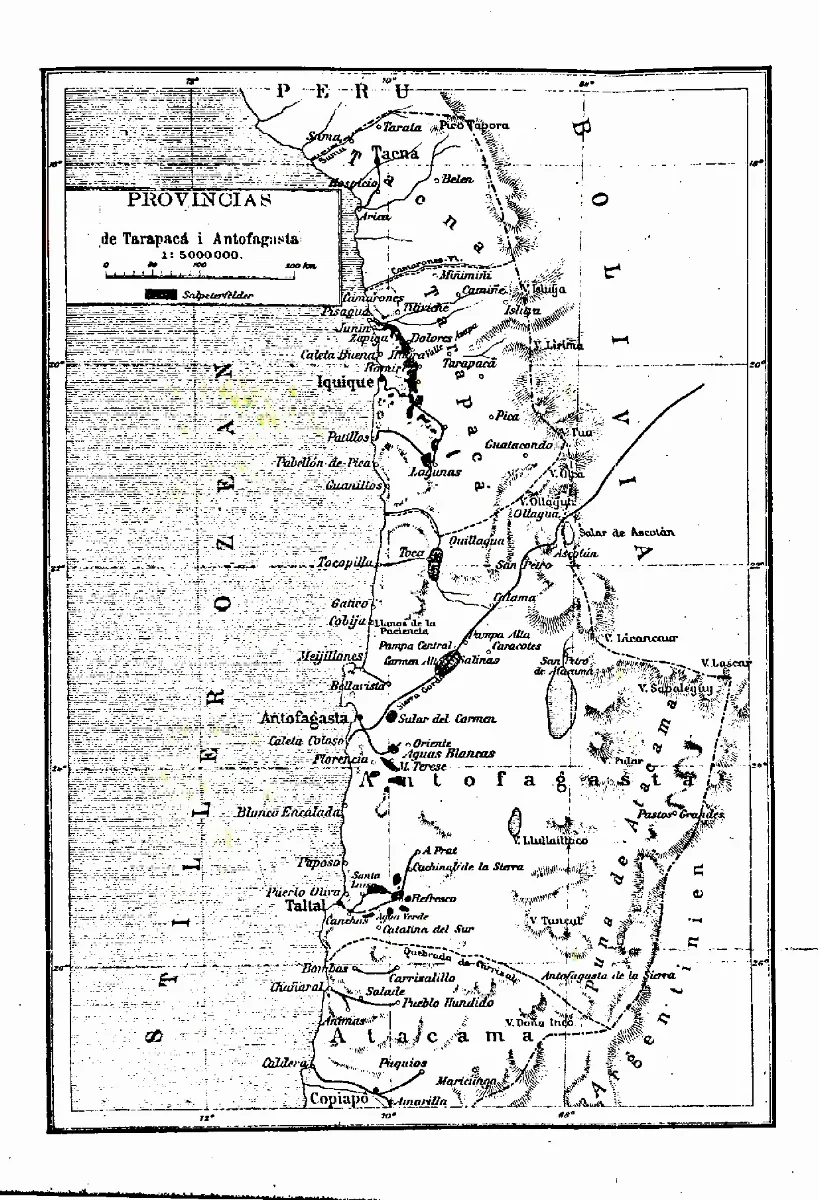 Depositos de salitre en Chile en 1908 — 1908 | Chile de Ayer