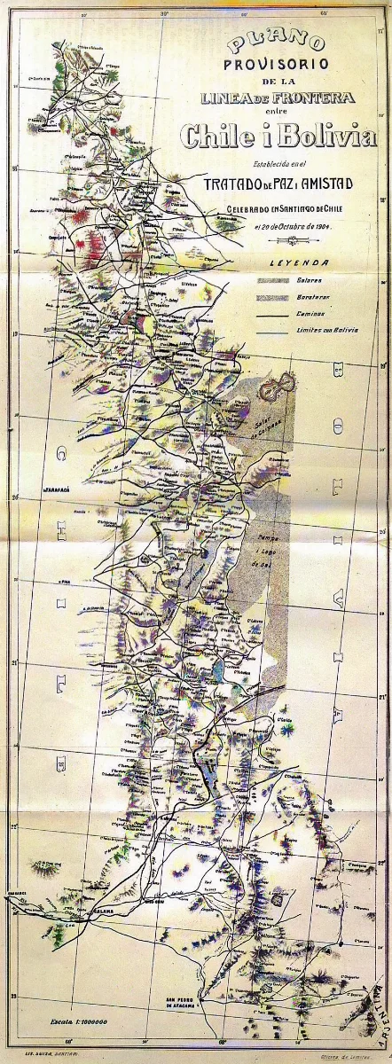 Plano provisorio frontera Chile-bolivia 1904 — 1904 | Chile de Ayer