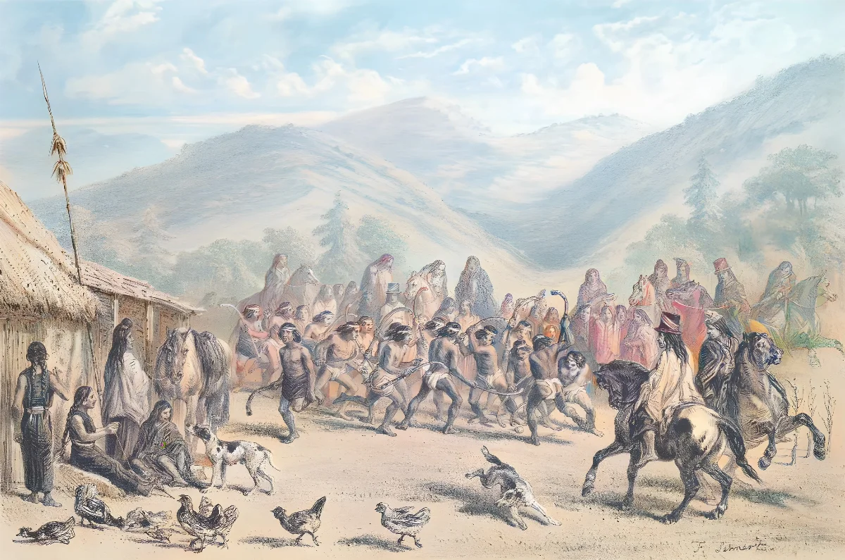 Juego de chueca — Temuco — 1854 | Chile de Ayer