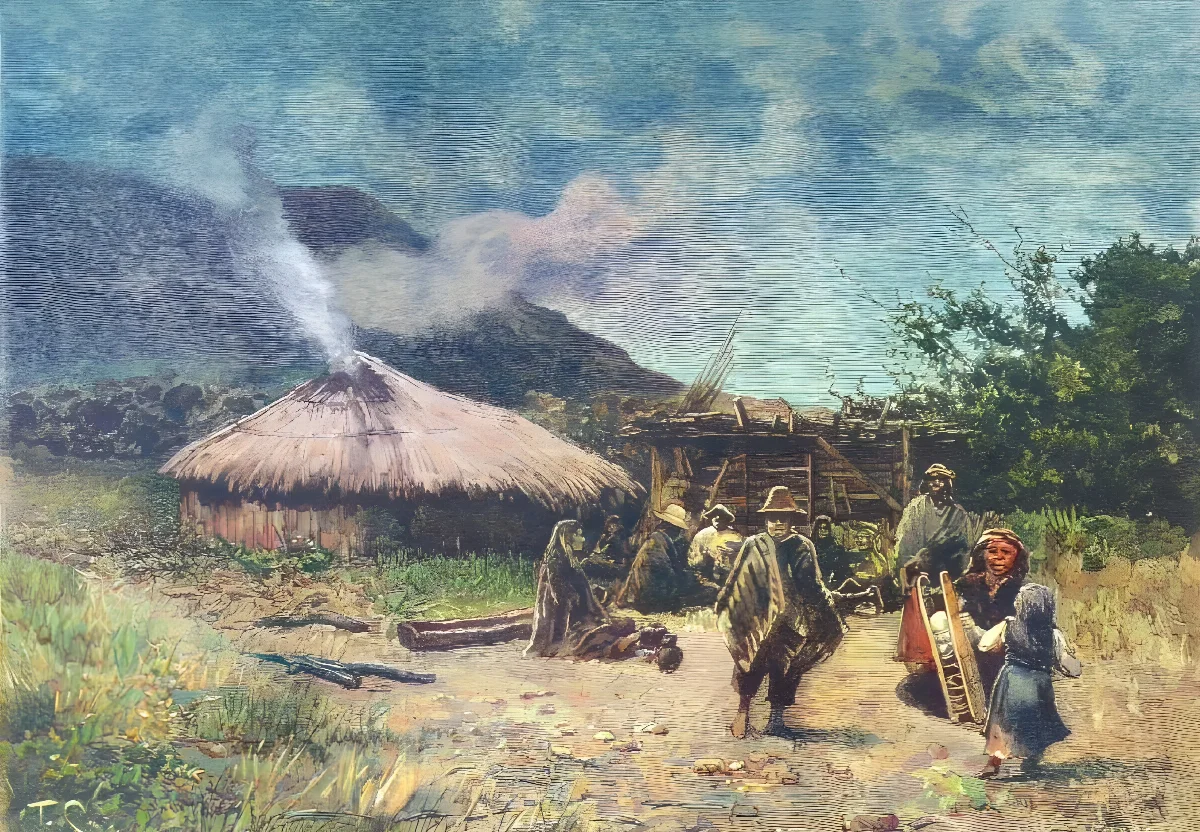 Mapuches tolderia de indios — Temuco — 1886 | Chile de Ayer