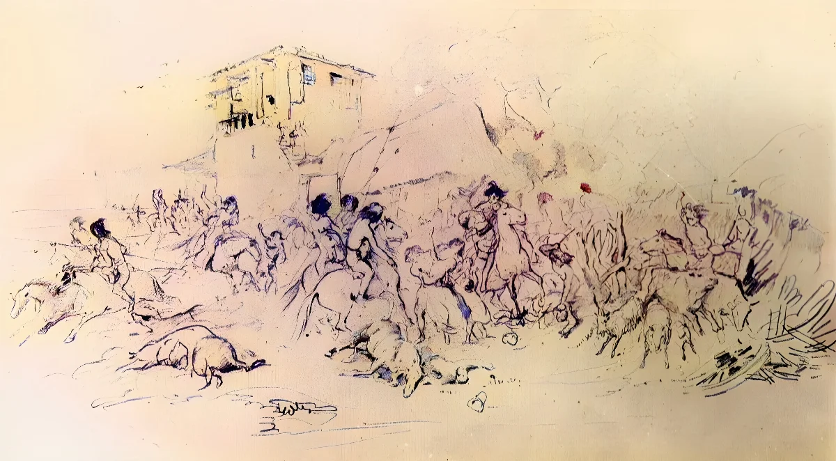 Ataque de los indios araucanos a un fuerte chileno — Temuco — 1845 | Chile de Ayer