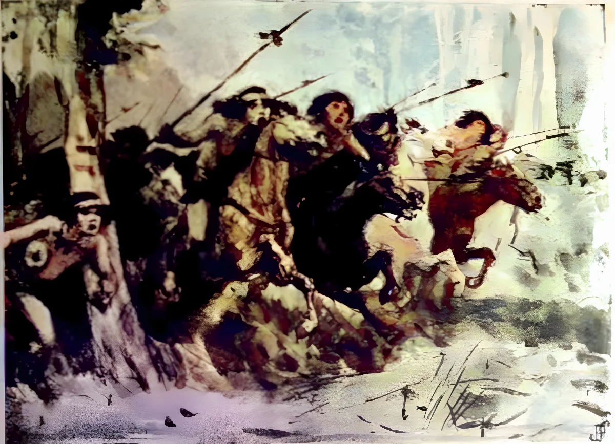 Ataque Mapuche a españoles por Subercaseaux — Temuco — 1913 | Chile de Ayer