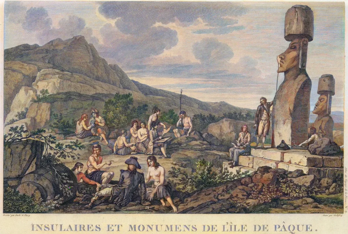 Monuments et insulaires de l'île de Pâques 1786 — Isla de Pascua — 1797 | Chile de Ayer